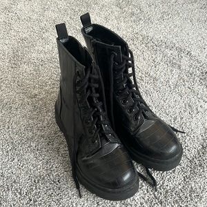 Black lace up boots